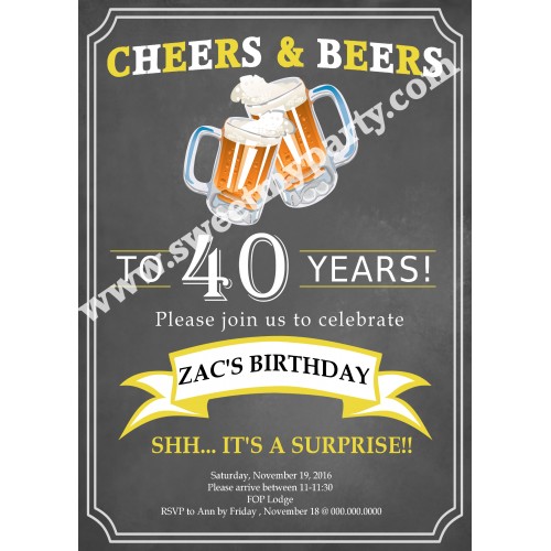 Cheers and Beers Birthday Invitation,(11ab)